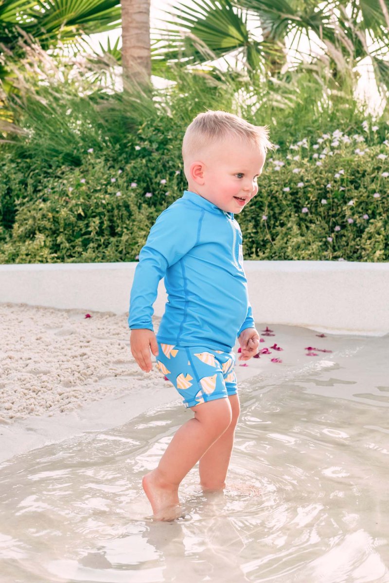 Boy's Boxer swimsuit - Yellow fish Blue – Image 2