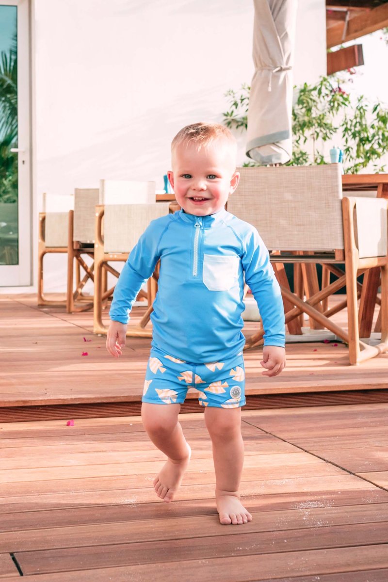 Boy's Boxer swimsuit - Yellow fish Blue – Image 4