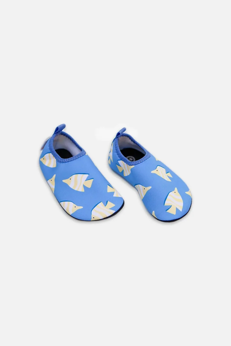 Non-slip bath slippers - Yellow Fish Blue – Image 3